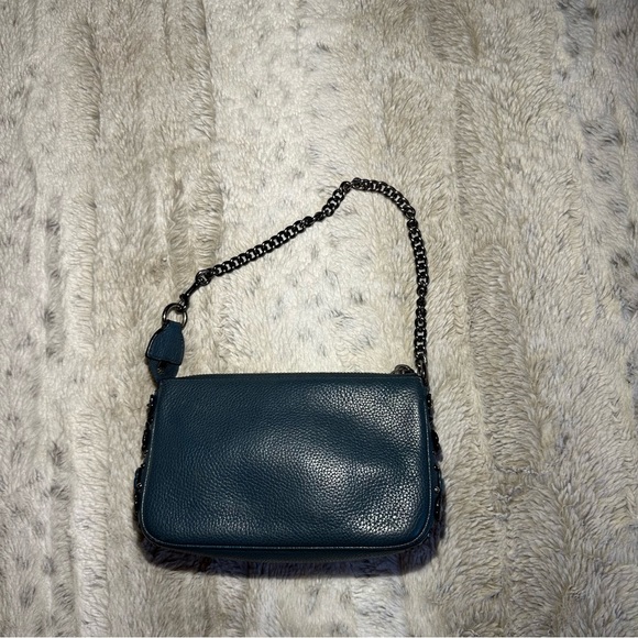 Coach Nolita with tea rose flowers and studs. Gunmetal hardware. - Picture 4 of 10